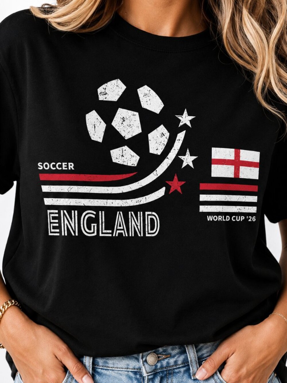Vintage England Soccer Tee, Retro Football Fan Graphic Shirt